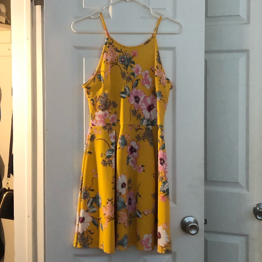 Yellow dress with floral design